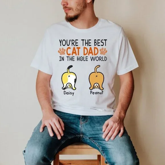 Cat Dad Tshirt, Best Cat Dad In The World Shirt, Custom Best Cat Dad Ever - Picture 1 of 4